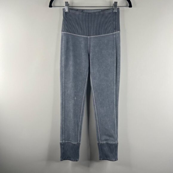 Lululemon Wunder Under Crop 23" Ribbed Leggings Pants Size 2 Washed Moon Blue - Picture 3 of 8